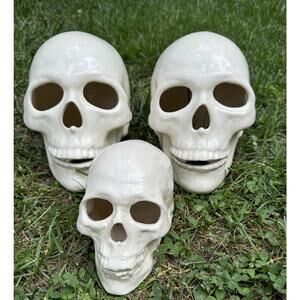 1989 Scioto Mold Halloween Scary Scull Set 2 Large 1 Small Luminary Brand New!